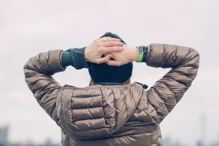 Checking a fitness wearable mid-workout