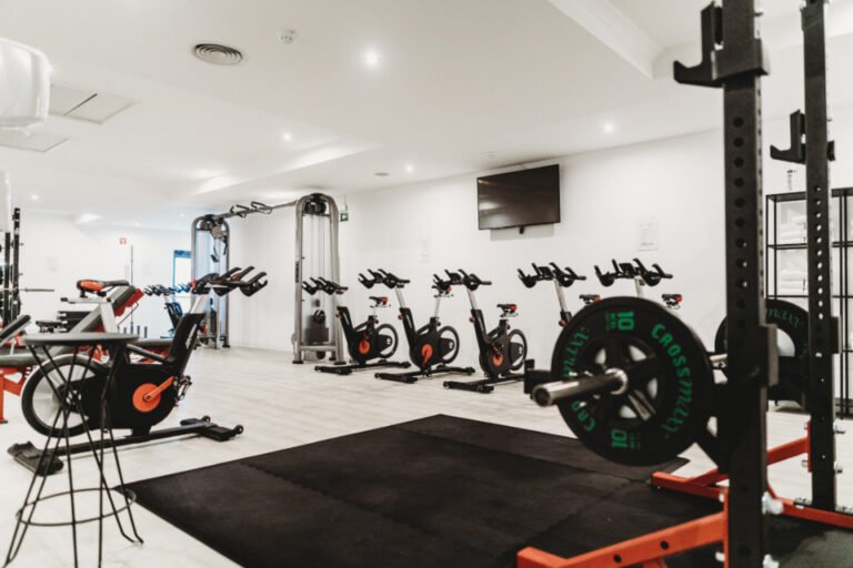 Home gym with free weights