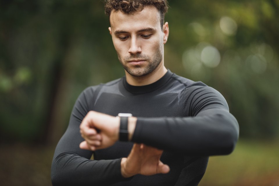 Fitness watch resting on a surface
