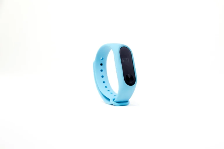 Fitness tracker band on a white background
