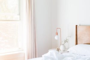 Clean, cool bedroom interior