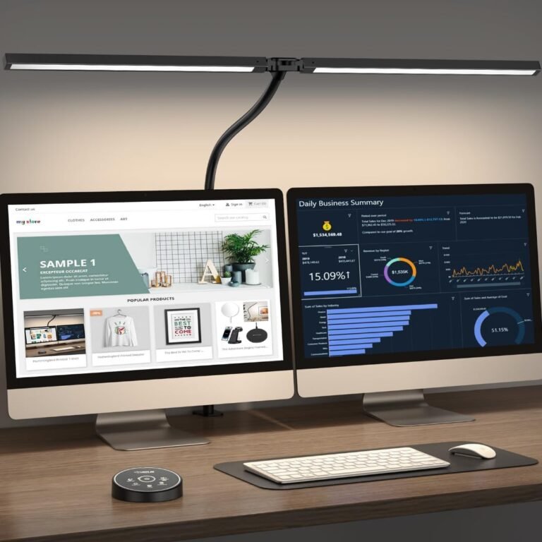 Led Desk Lamp for Office Home - Eye Caring Architect lamp with Clamp,Dual Screen Computer Monitor Work Smart Light