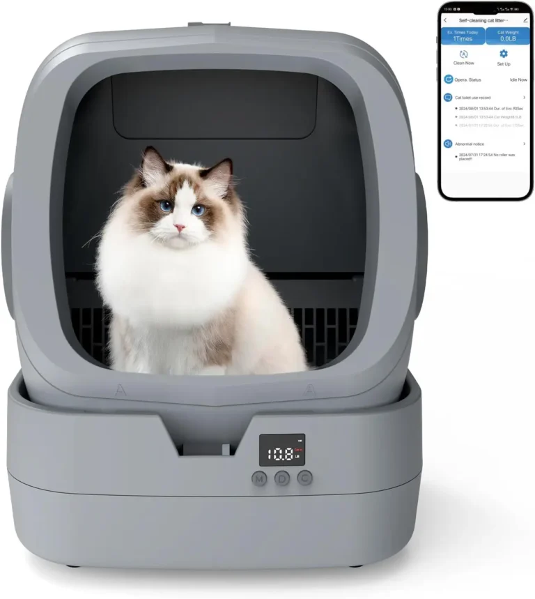 UPFAS Automatic Cat Litter Box Self Cleaning - APP Control - Weight Monitoring - Ultra-Quiet, Medium Cats and Kittens Litter Box, Safe Anti-Pinch